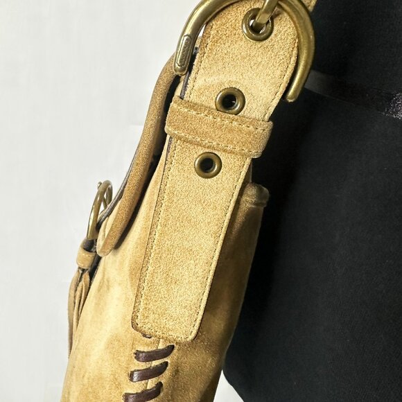 Coach Soho Suede Fringe Hobo Bag 9184 Braided Strap Grommet Tassel Boho Crossbod - Picture 11 of 11